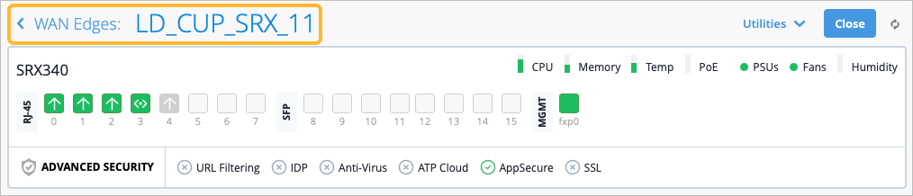 WAN Edges Device Information Page