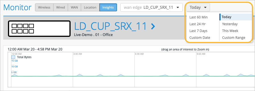 WAN Edge Insights-Select Time Duration