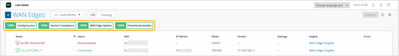 Accessing WAN Edges Page