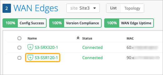 Select the WAN Edge device to run the speed test on.