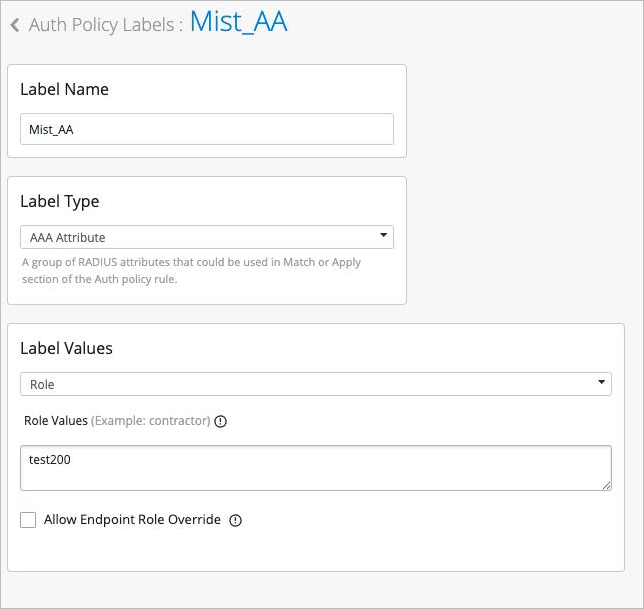 Auth Policy Labels in Juniper Mist Access Assurance