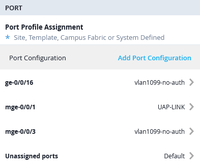 Ports on access1 Switch