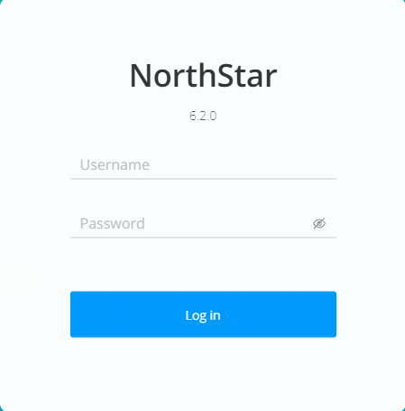 NorthStar login screen version 6.2.0 with username and password fields and a Log in button.