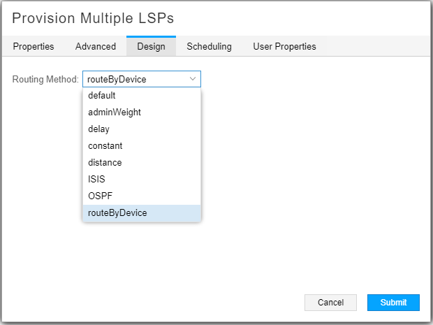 Provision Multiple LSPs Window, Design Tab
