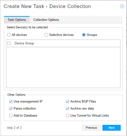 Device Collection Task, Groups