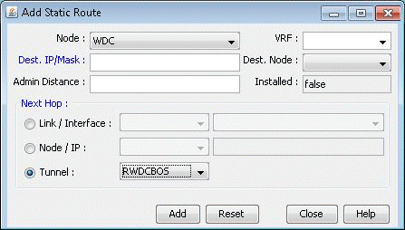 Adding a static route at node WDC