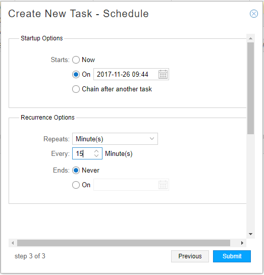 Device Collection Task, Scheduling
