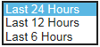 Time range selector with Last 24 Hours selected, followed by Last 12 Hours and Last 6 Hours options.
