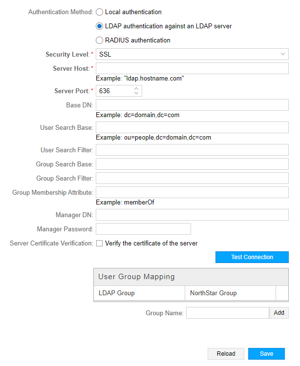 Authentication Settings: LDAP