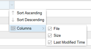 Sorting and Column Selection Options