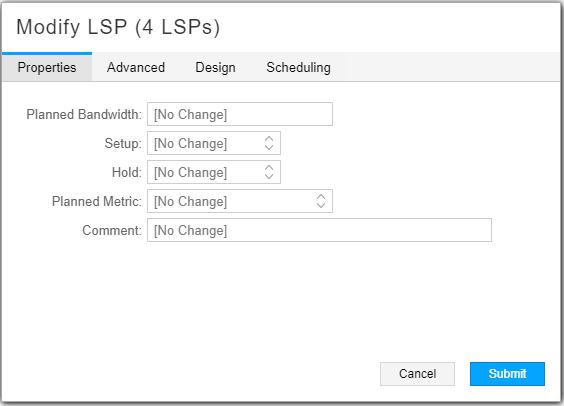 Modify Multiple LSPs Window