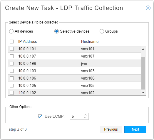 LDP Traffic Collection Task, Selective Devices