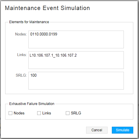 Maintenance Event Simulation Window