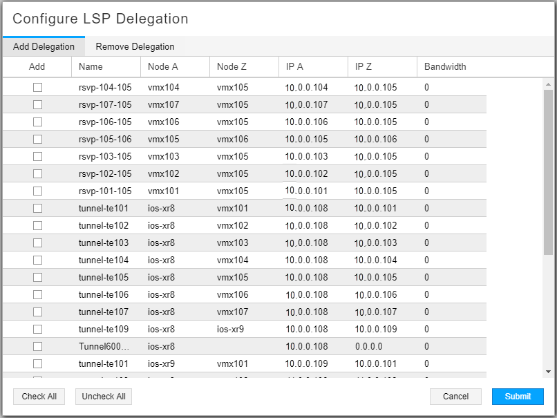 Configure LSP Delegation Window