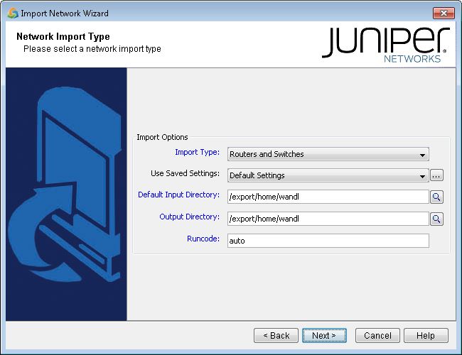 Import Network Wizard Specifying Import Directory and Type