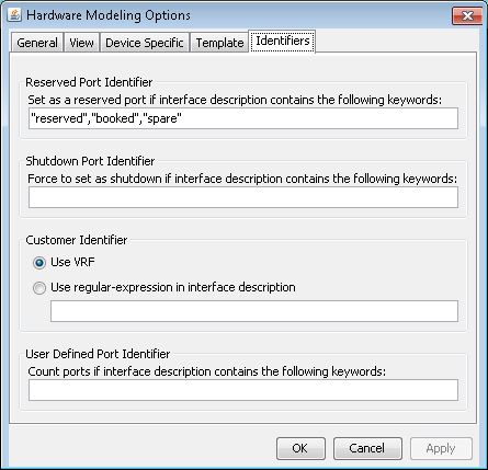 Hardware Modeling Options: Identifiers