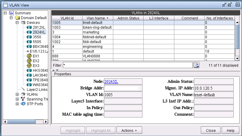 Detailed View of a Selected VLAN