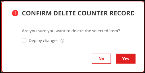 Confirm Delete Counter Pop-up