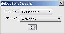 Select Sort Options Window