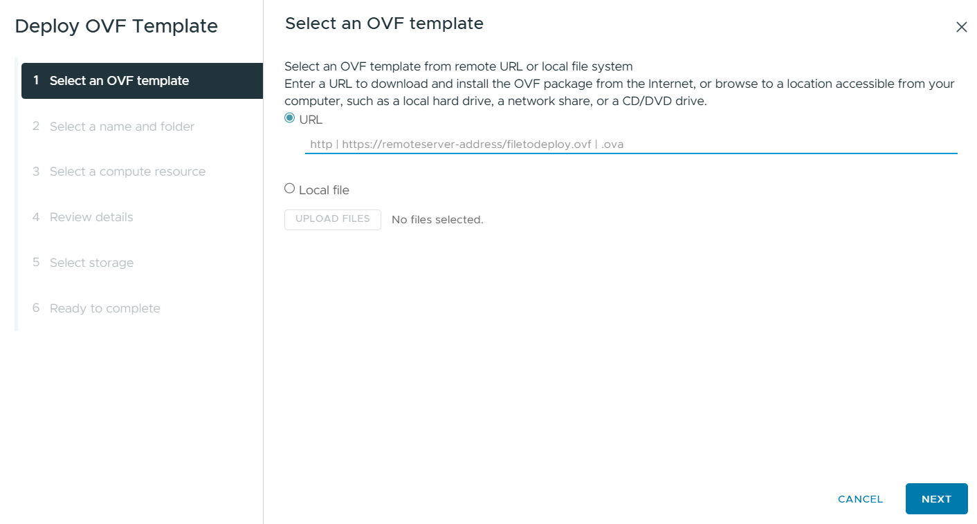 Select or Upload OVF File