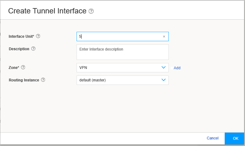 Create Tunnel Interface Page
