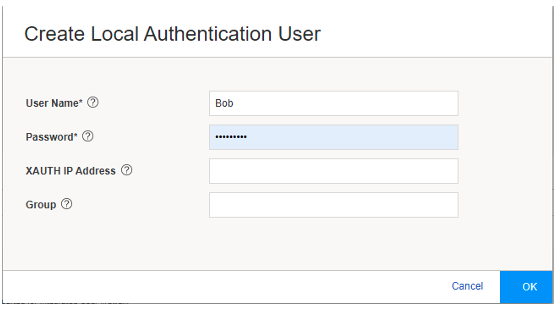 Create Local Authentication User Page