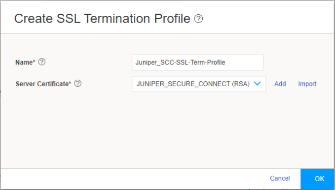 Create SSL Termination Profile Page