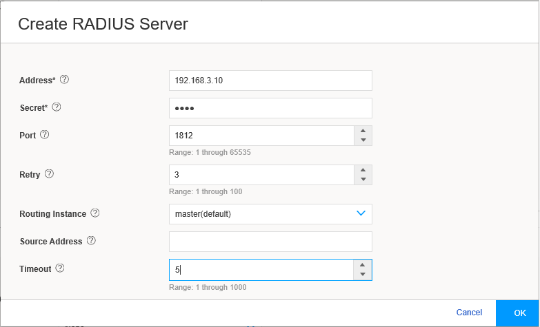 Create RADIUS Server Page