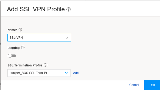 Add SSL VPN Profile Page