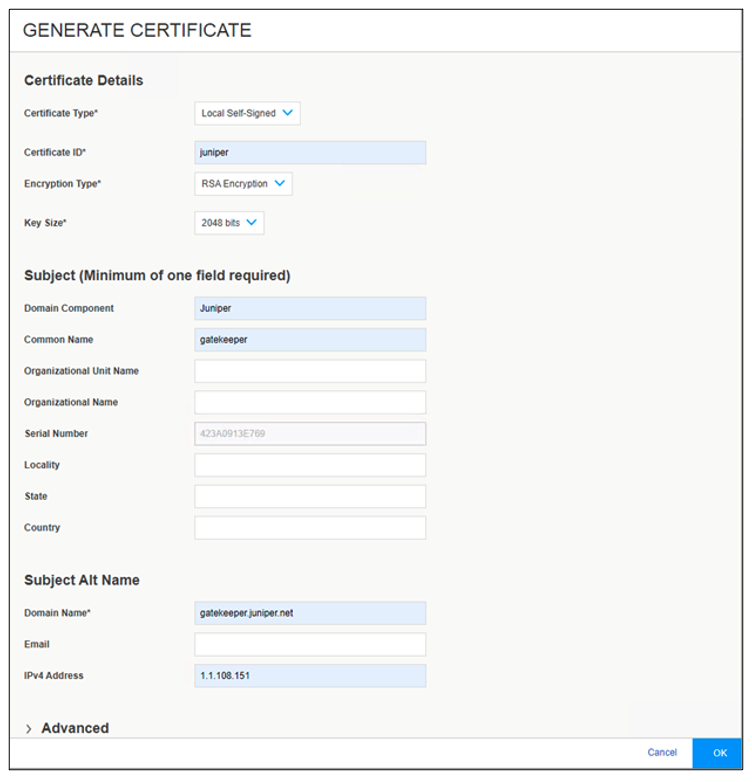 Generate a Certificate Request or a Self-signed Certificate