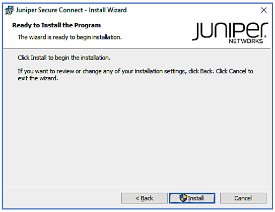 Start Juniper Secure Connect Installation