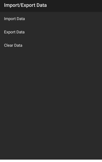Import/Export Data Options