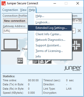 Extended Log Settings Menu Option