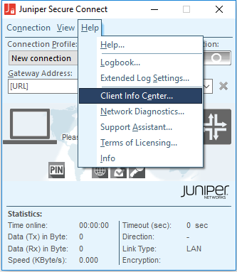 Client Info Center Menu Option