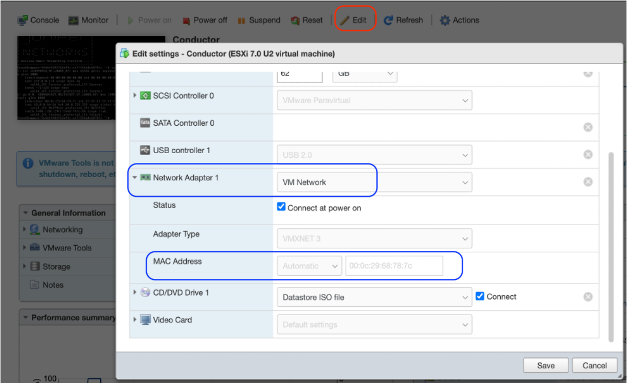 Edit VM settings