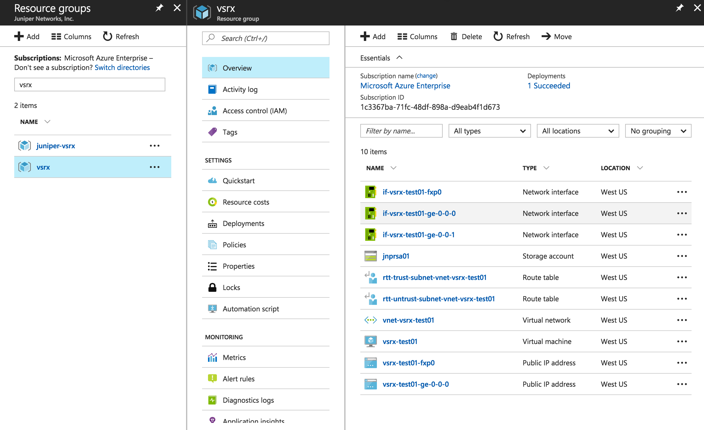 Microsoft Azure Resource Groups Page Example