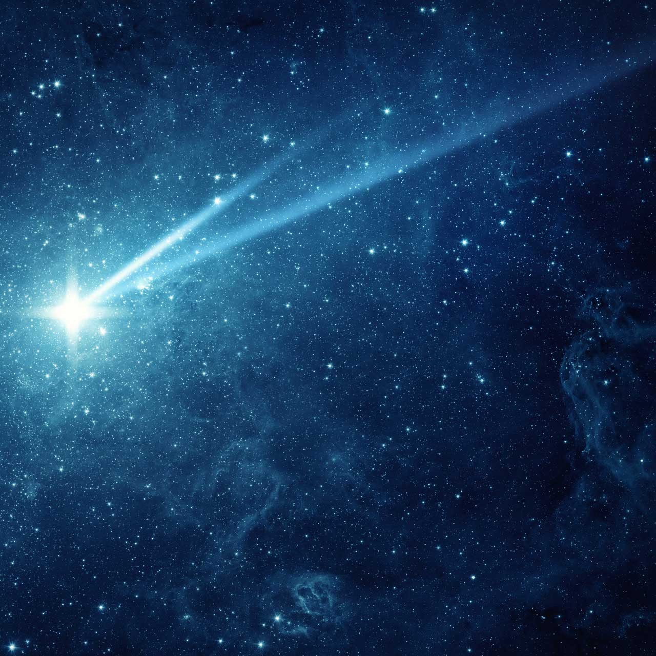 Falling meteorite, asteroid, comet in the starry sky. Elements of this image furnished by NASA.