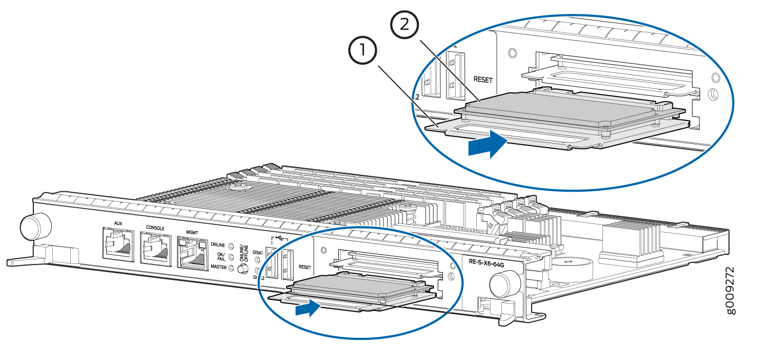 Installing an SSD in the Routing Engine RE-S-X6-64G