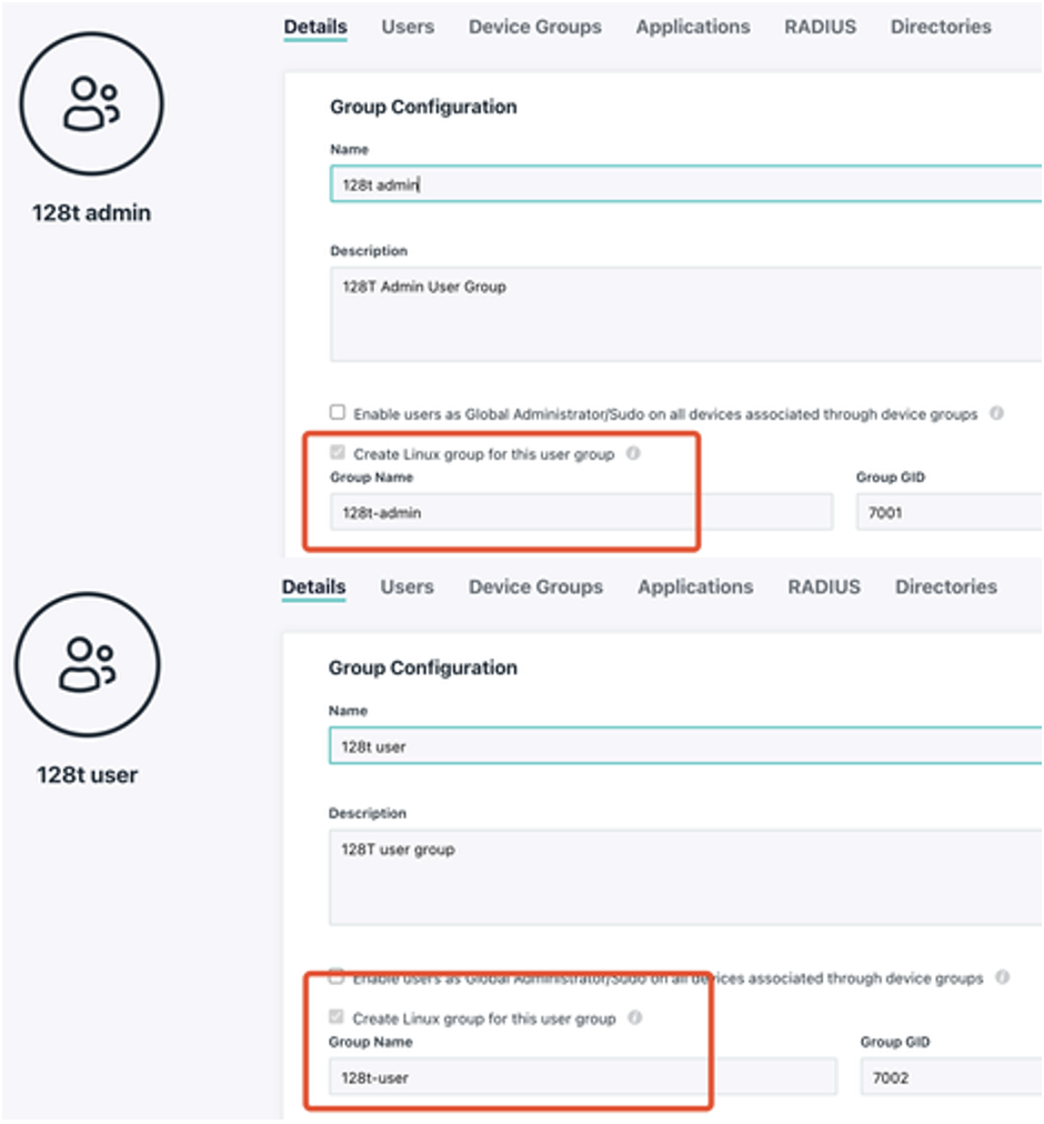 Admin and User Groups