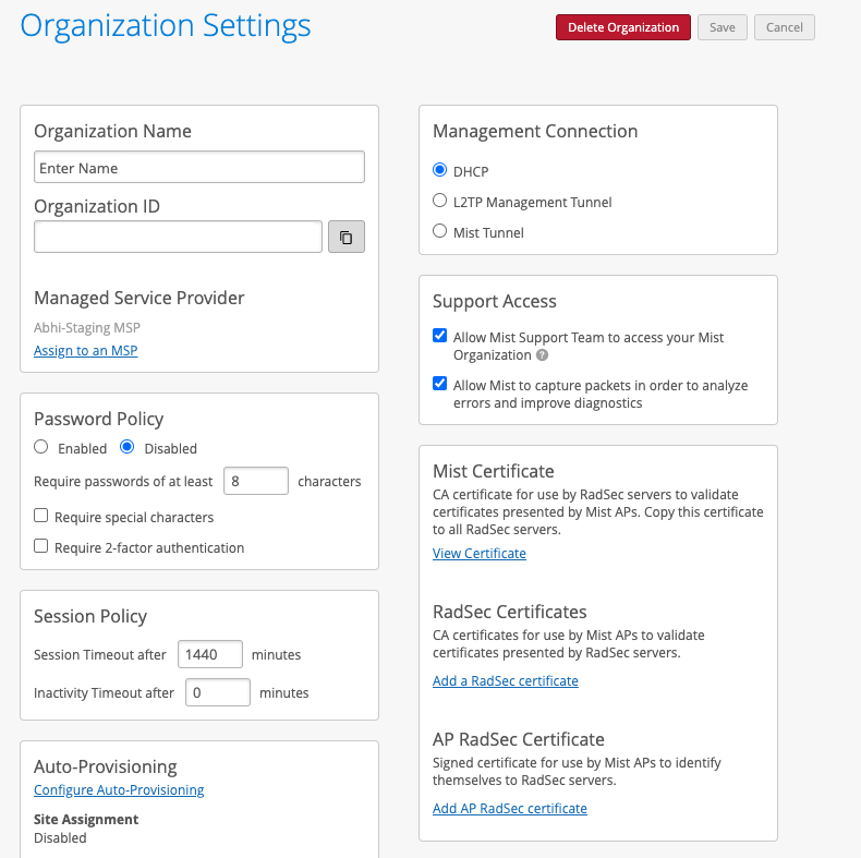 Organization Panel