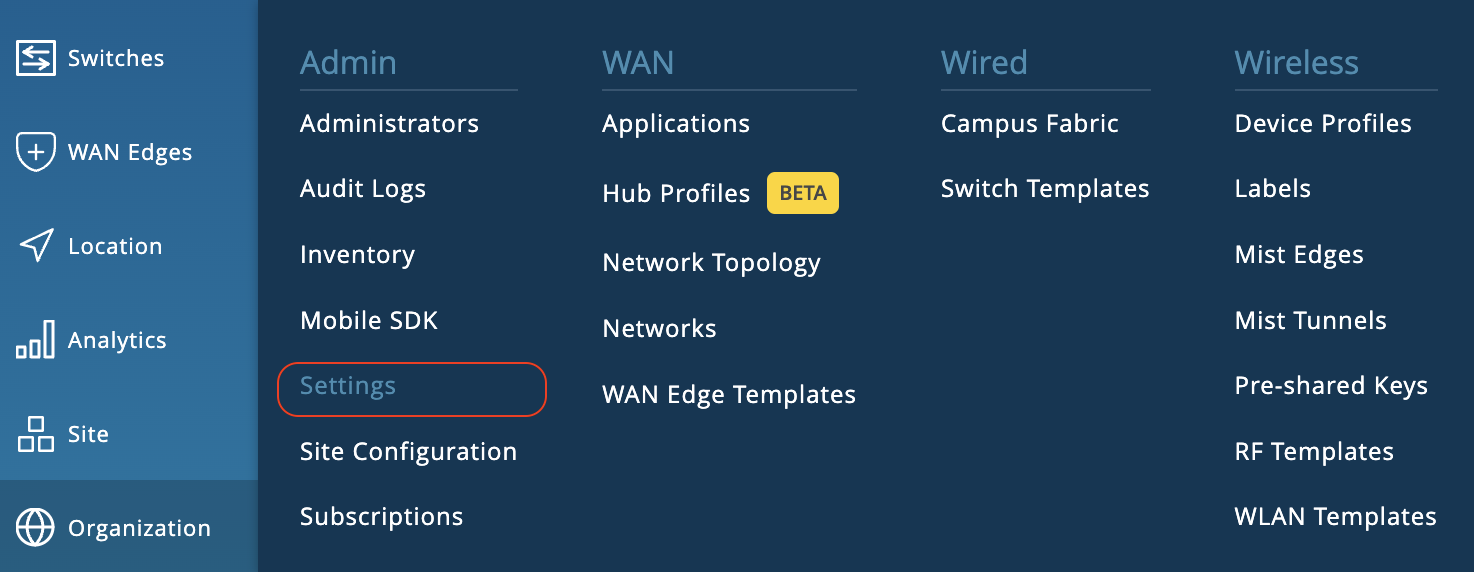 Organization Settings